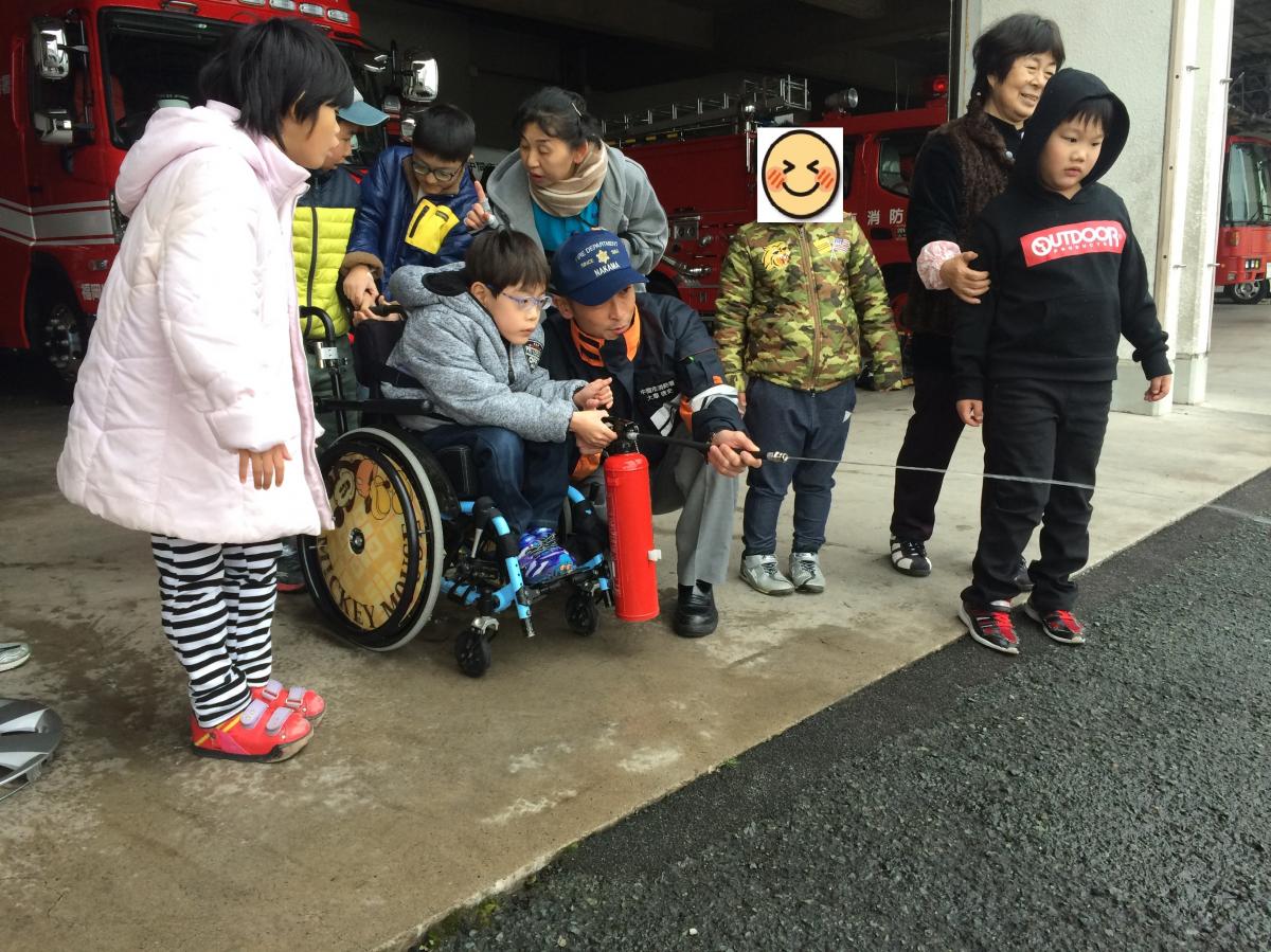 消火器で放水！！！